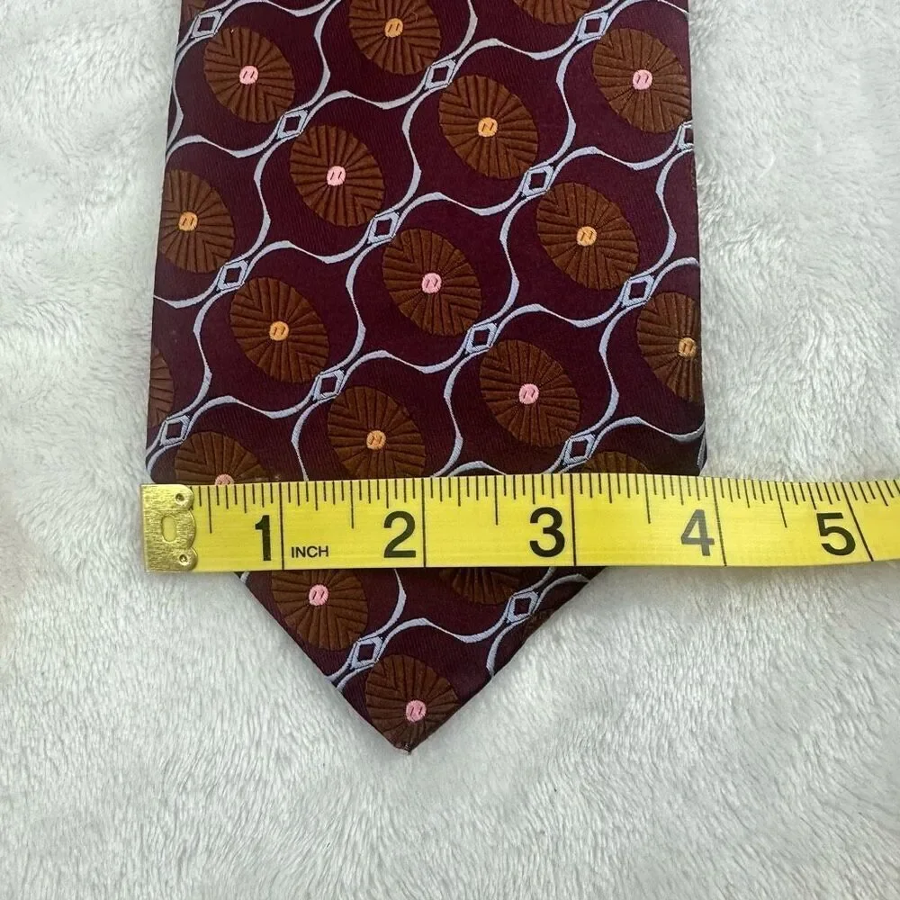 Robert Talbott Handsewn 100%‎ Silk Necktie Retro Mod Print Dark Jewel Tone
